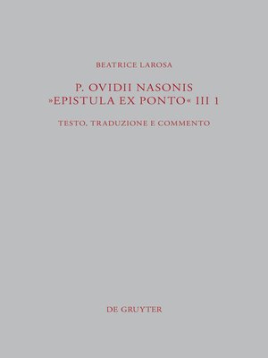 cover image of P. Ovidii Nasonis "Epistula ex Ponto" III 1